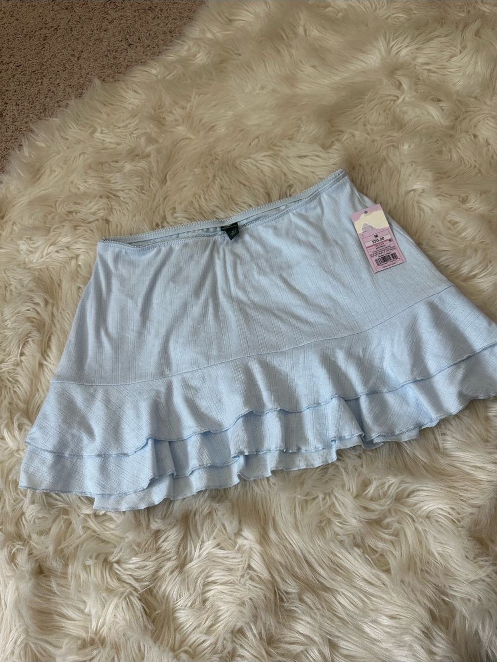 NWT wild fable Light Blue Ruffle Tiered Mini Skirt with built in shorts
